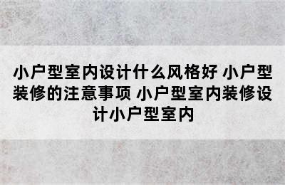 小户型室内设计什么风格好 小户型装修的注意事项 小户型室内装修设计小户型室内